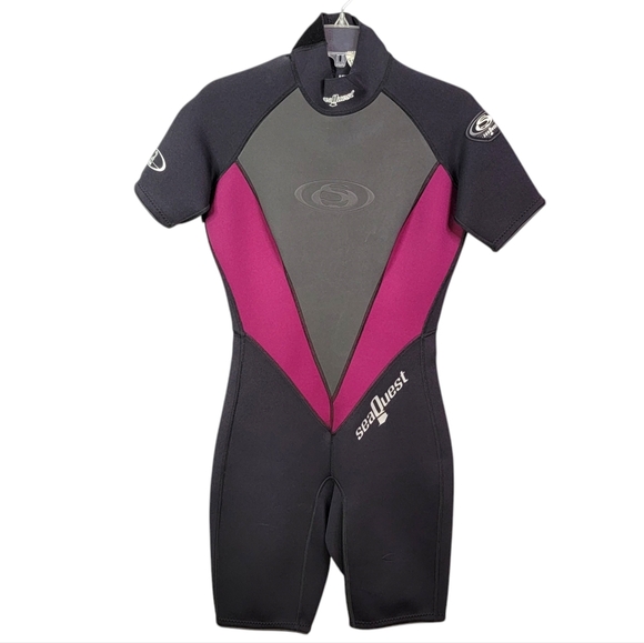 Seaquest Dsv Black Purple Short Sleeve Wetsuit Divingsuit Scuba Women's 11-12 - Picture 1 of 13